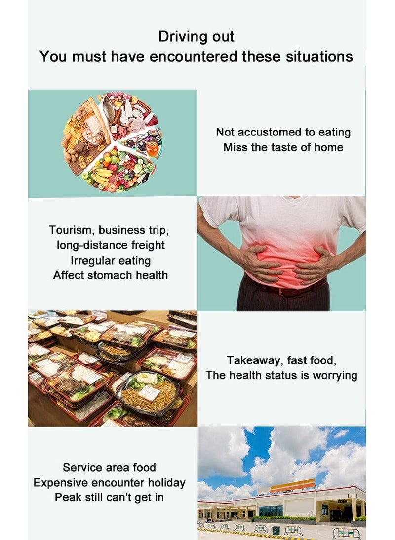 12 فولت / 24 فولت طباخ أرز سيارة صغير سعة 2 لتر، قدر طعام كهربائي محمول، باخر سريع، تلقائي بالكامل مع حماية من ارتفاع درجة الحرارة، للسفر لتحضير الأرز والشوربة والعصيدة والكعك. - Image 2